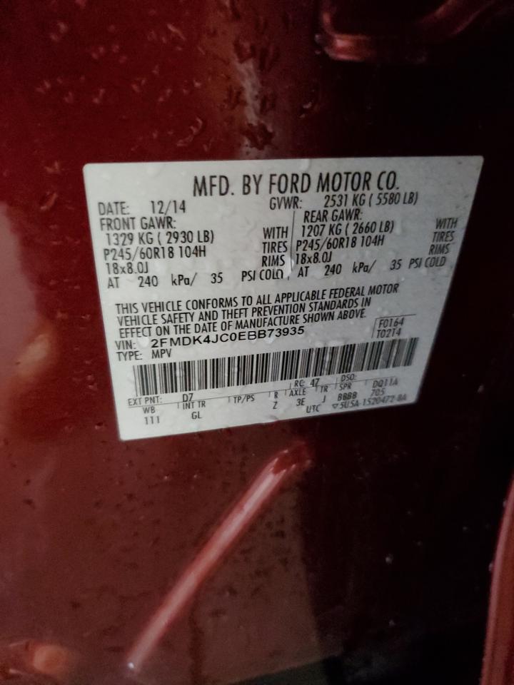 2014 Ford Edge Sel VIN: 2FMDK4JC0EBB73935 Lot: 62496685