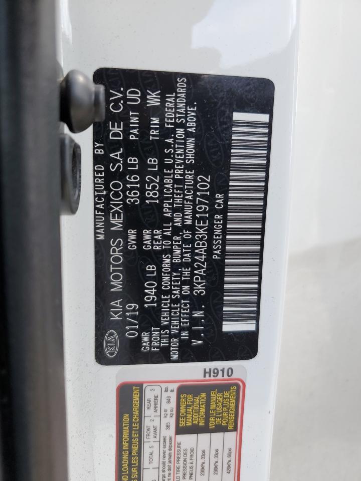2019 Kia Rio S VIN: 3KPA24AB3KE197102 Lot: 61239745