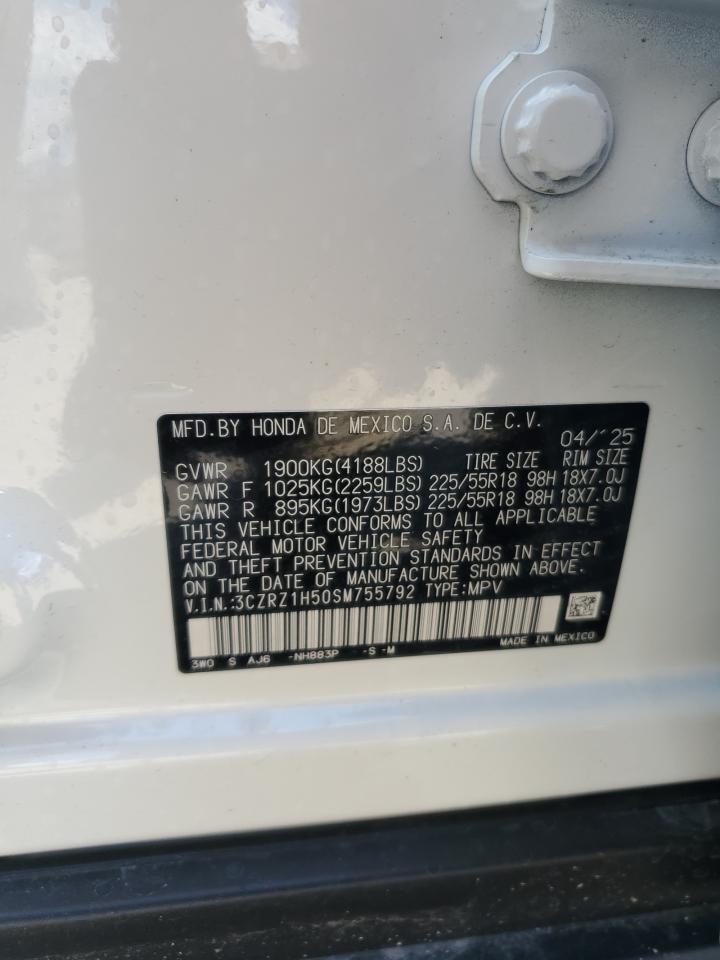 2025 Honda Hr-V Sport VIN: 3CZRZ1H50SM755792 Lot: 62722455