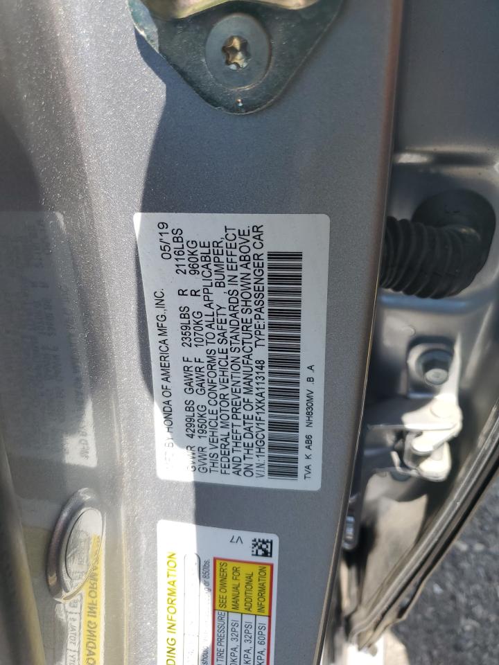 1HGCV1F1XKA113148 HONDA ACCORD 2019