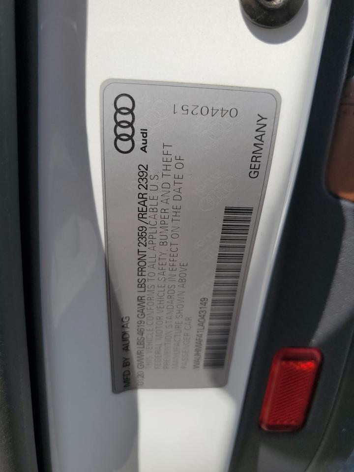 2020 Audi A4 Premium Plus VIN: WAUHMAF41LA043149 Lot: 60736925