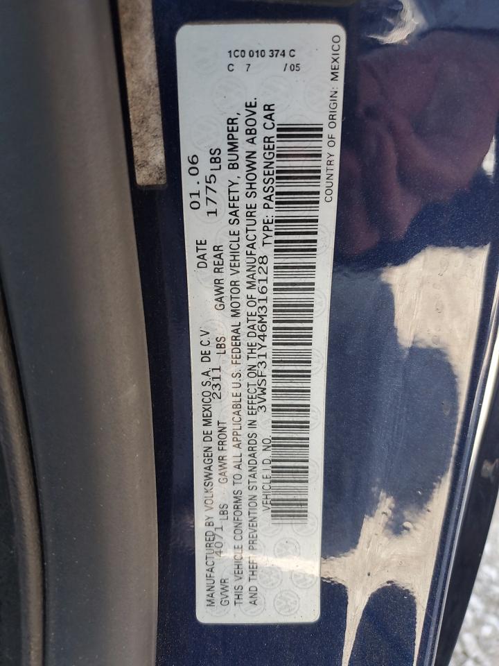 2006 Volkswagen New Beetle Convertible Option Package 2 VIN: 3VWSF31Y46M316128 Lot: 60202375