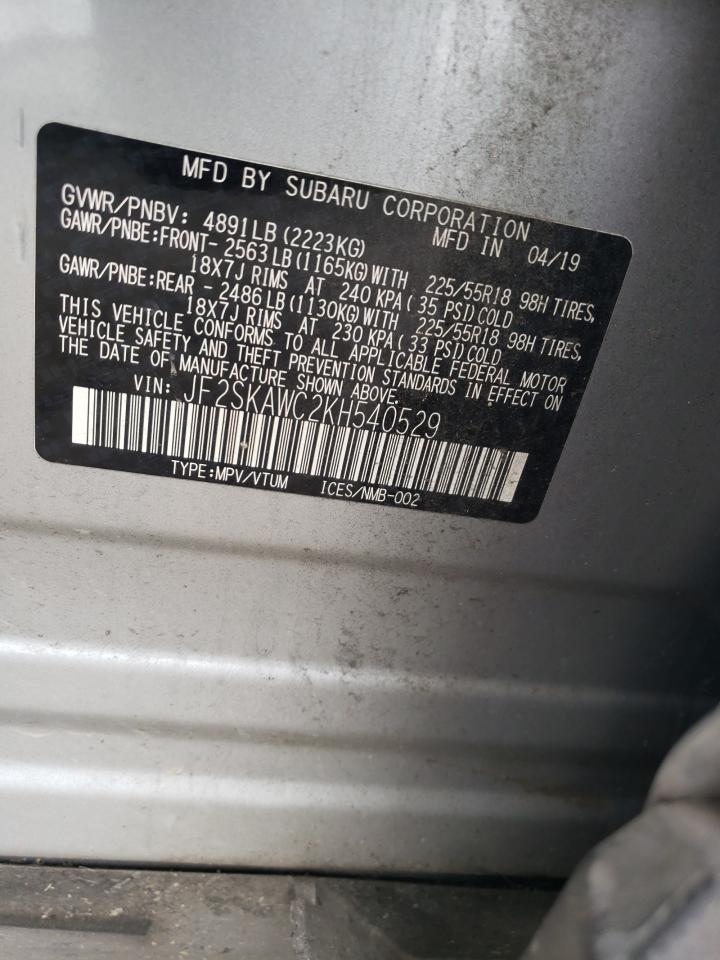 2019 Subaru Forester Touring VIN: JF2SKAWC2KH540529 Lot: 62324925