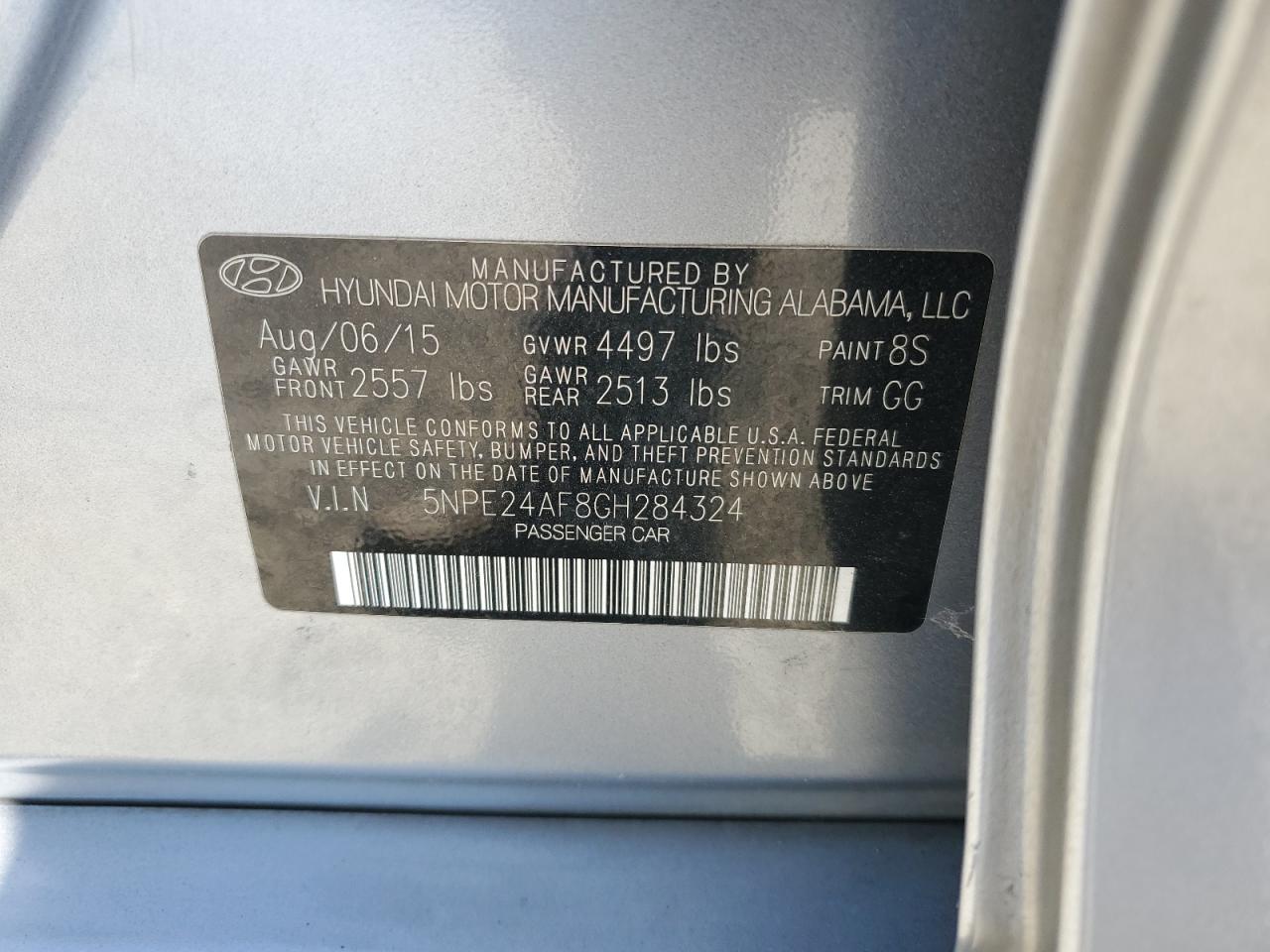 HYUNDAI SONATA 2016 VIN 5NPE24AF8GH284324 фото 12
