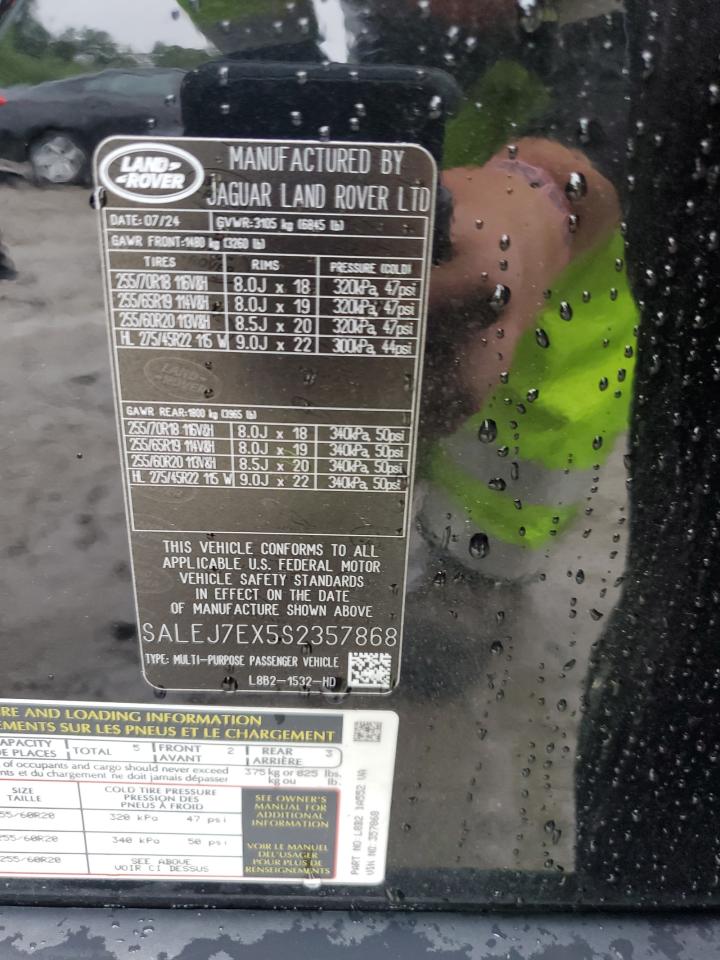 2025 Land Rover Defender 110 S VIN: SALEJ7EX5S2357868 Lot: 60537935