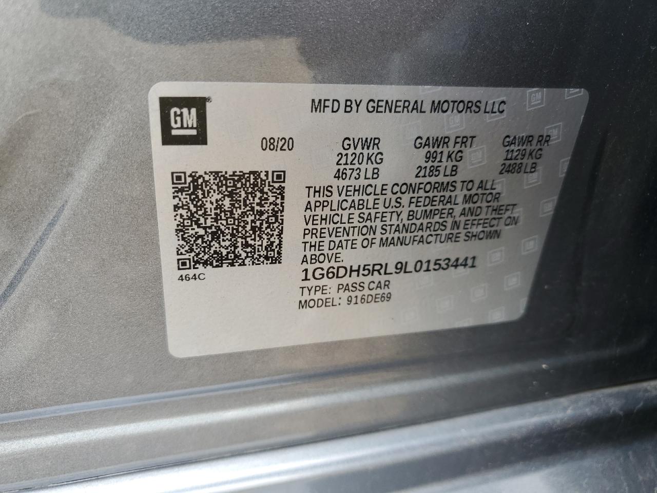 2020 Cadillac Ct4-V VIN: 1G6DH5RL9L0153441 Lot: 62027565