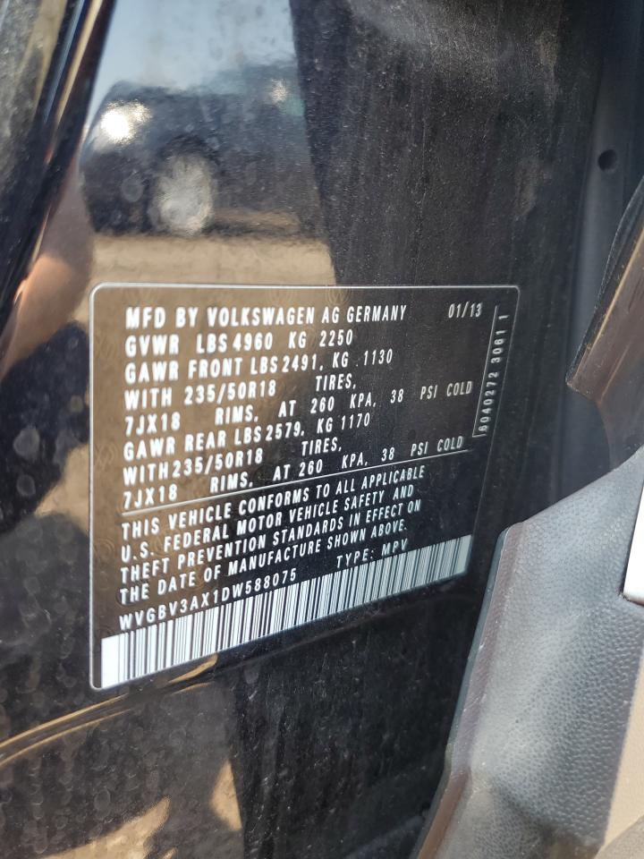 2013 Volkswagen Tiguan S VIN: WVGBV3AX1DW588075 Lot: 61406635