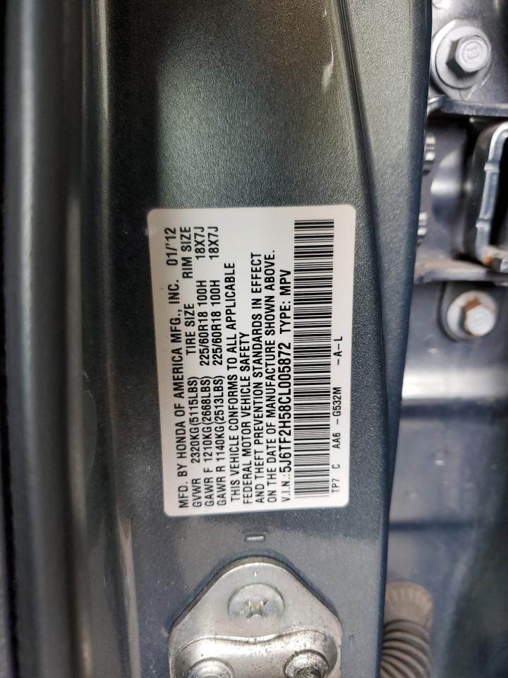 2012 Honda Crosstour Exl VIN: 5J6TF2H58CL005872 Lot: 62158665