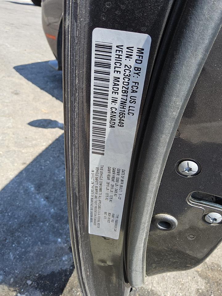 2022 Dodge Challenger R/T VIN: 2C3CDZBT7NH165449 Lot: 58769945