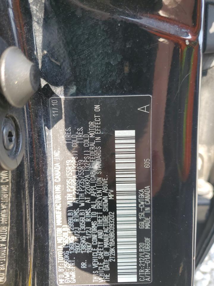 2011 Lexus Rx 350 VIN: 2T2BK1BA9BC093202 Lot: 62410975
