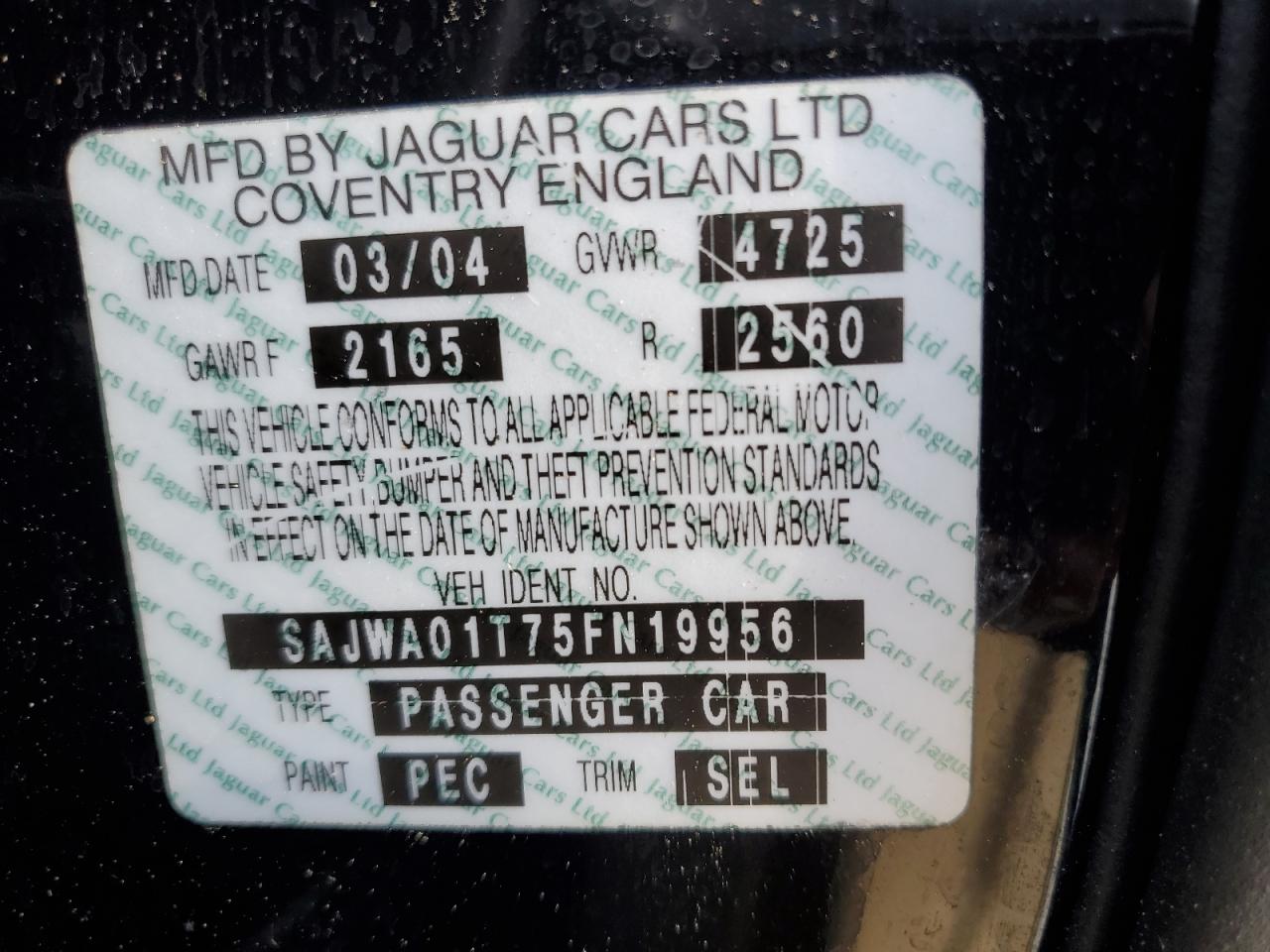 2005 Jaguar S-Type VIN: SAJWA01T75FN19956 Lot: 55539425