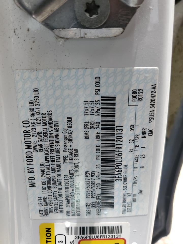 2015 Ford Fusion Se Hybrid VIN: 3FA6P0LU6FR120131 Lot: 58009065