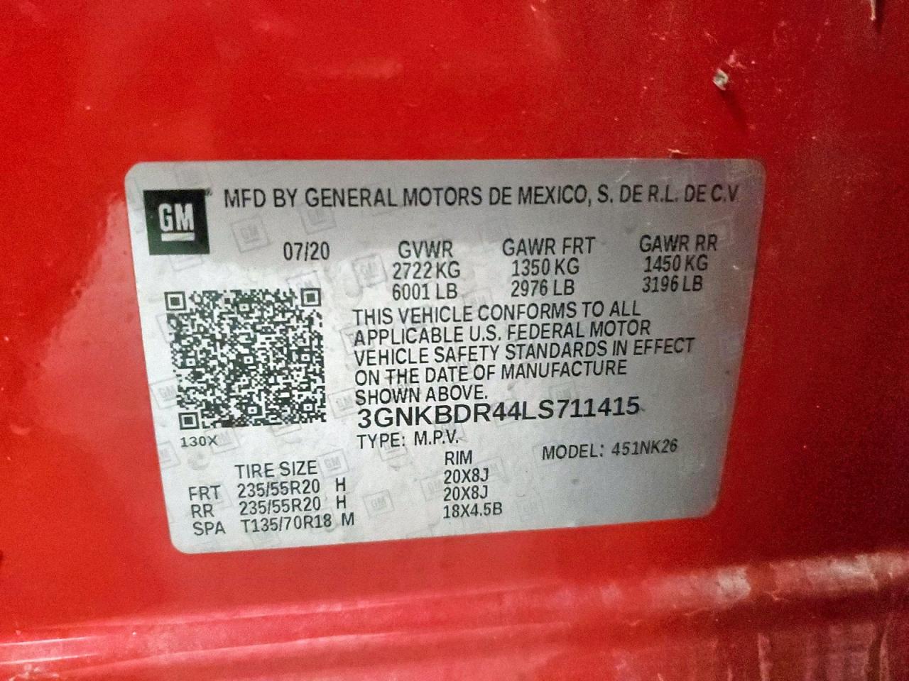 3GNKBDR44LS711415 CHEVROLET BLAZER 2020