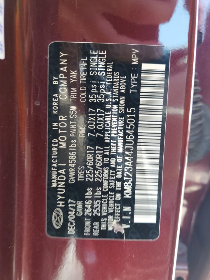 2018 Hyundai Tucson Se VIN: KM8J23A44JU645015 Lot: 61688575