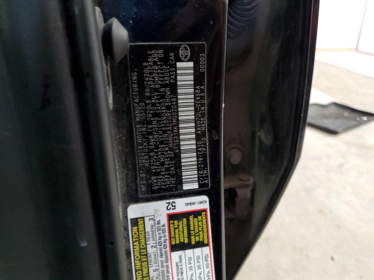 4T1G31AK1MU020487 TOYOTA CAMRY 2021
