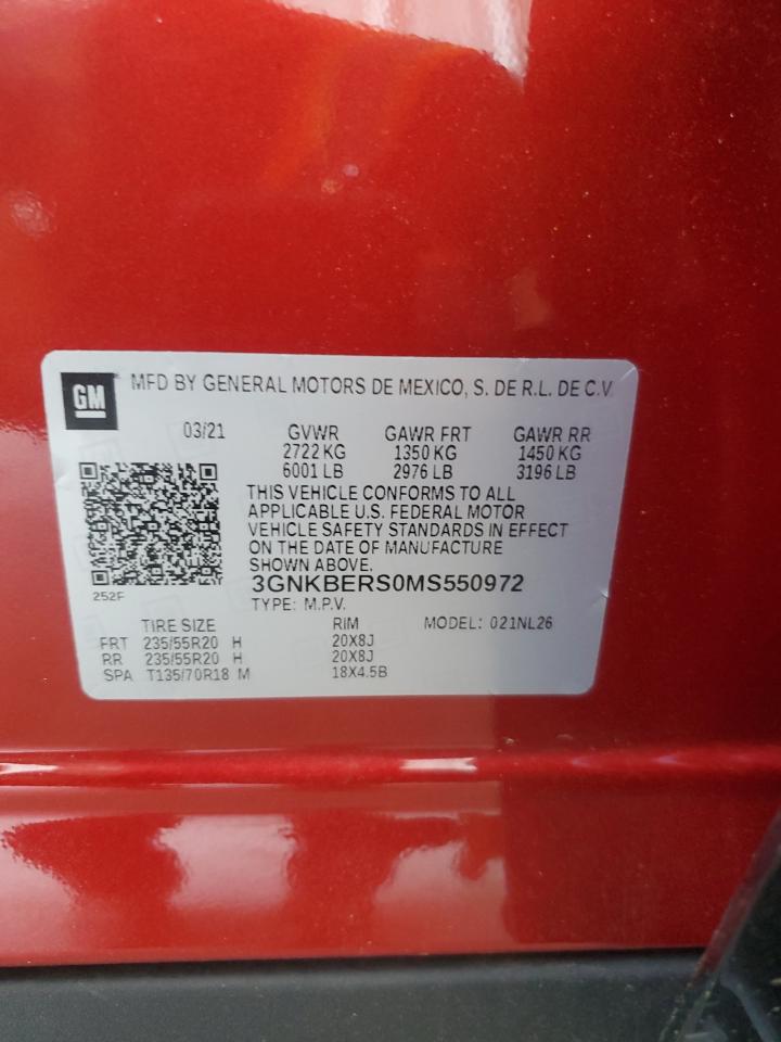 2021 Chevrolet Blazer Rs VIN: 3GNKBERS0MS550972 Lot: 62377885