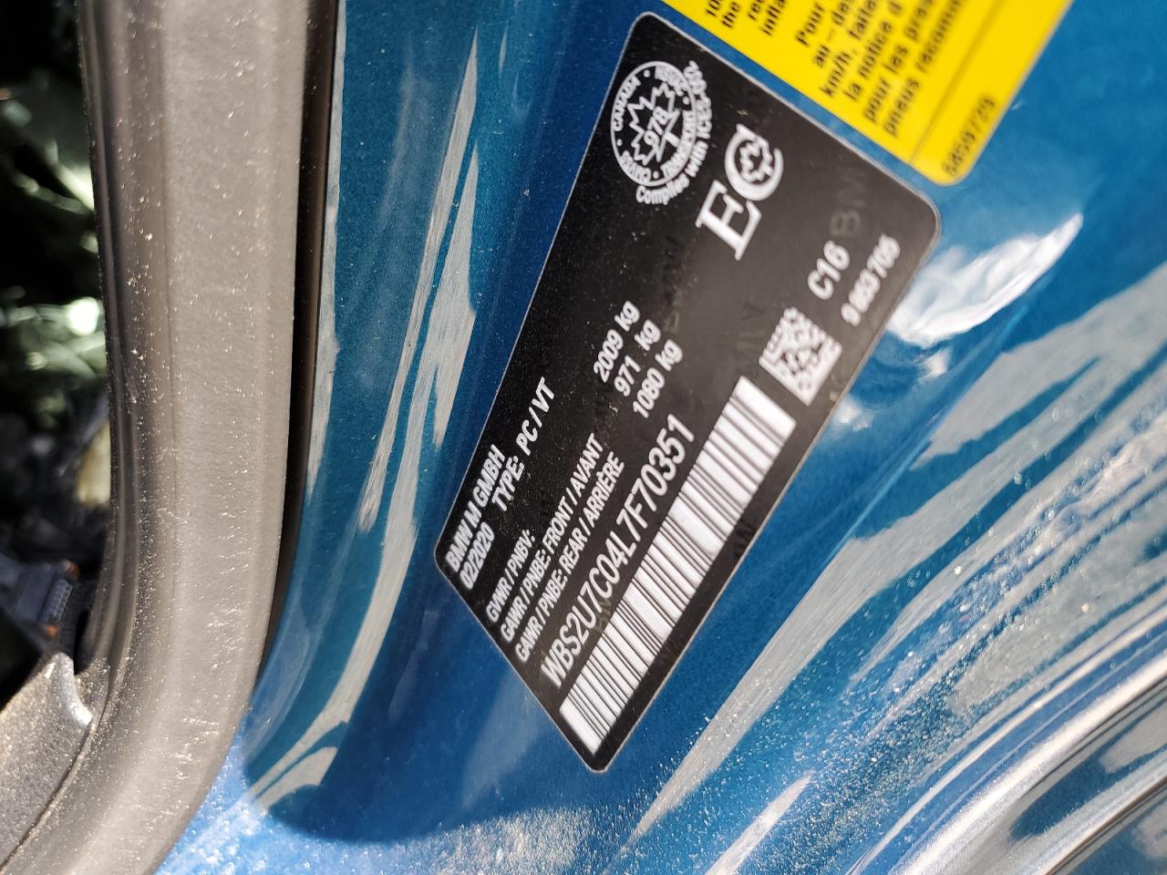2020 BMW M2 Competition VIN: WBS2U7C04L7F70351 Lot: 61768995