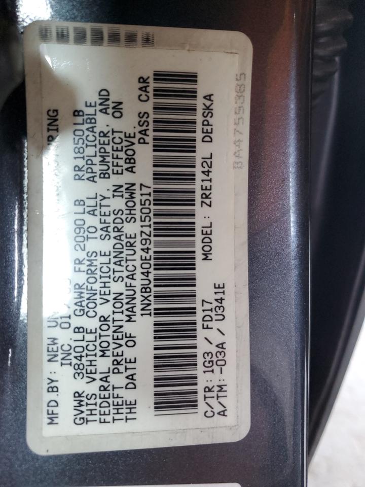 2009 Toyota Corolla Base VIN: 1NXBU40E49Z150517 Lot: 63105845