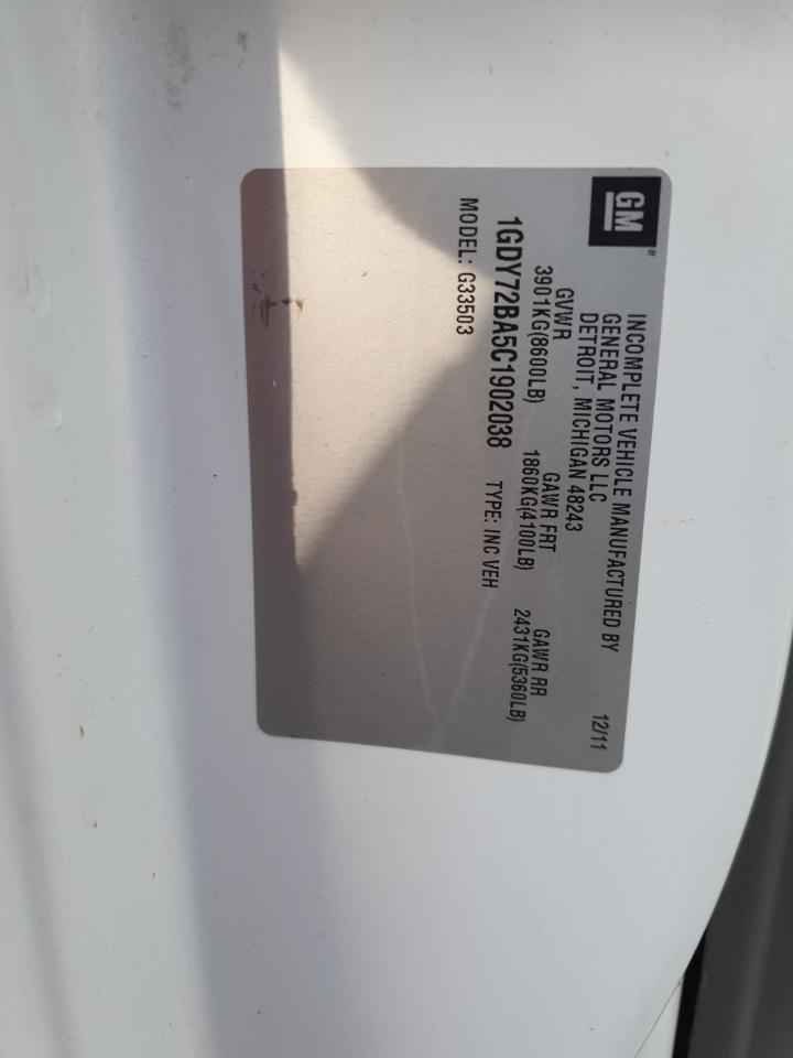 2012 GMC Savana Cutaway G3500 VIN: 1GDY72BA5C1902038 Lot: 61658555