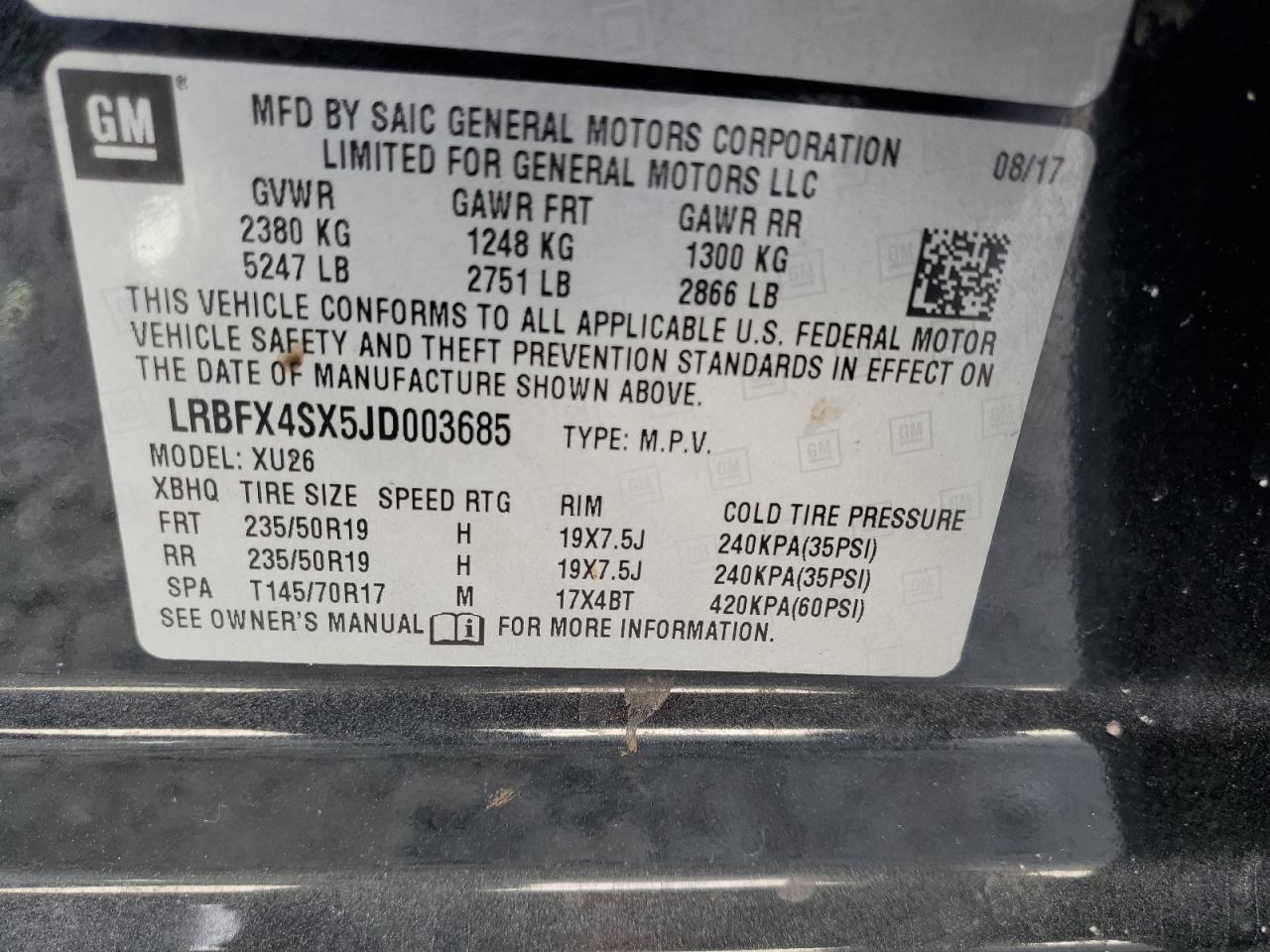 2018 Buick Envision Premium Ii VIN: LRBFX4SX5JD003685 Lot: 60334115