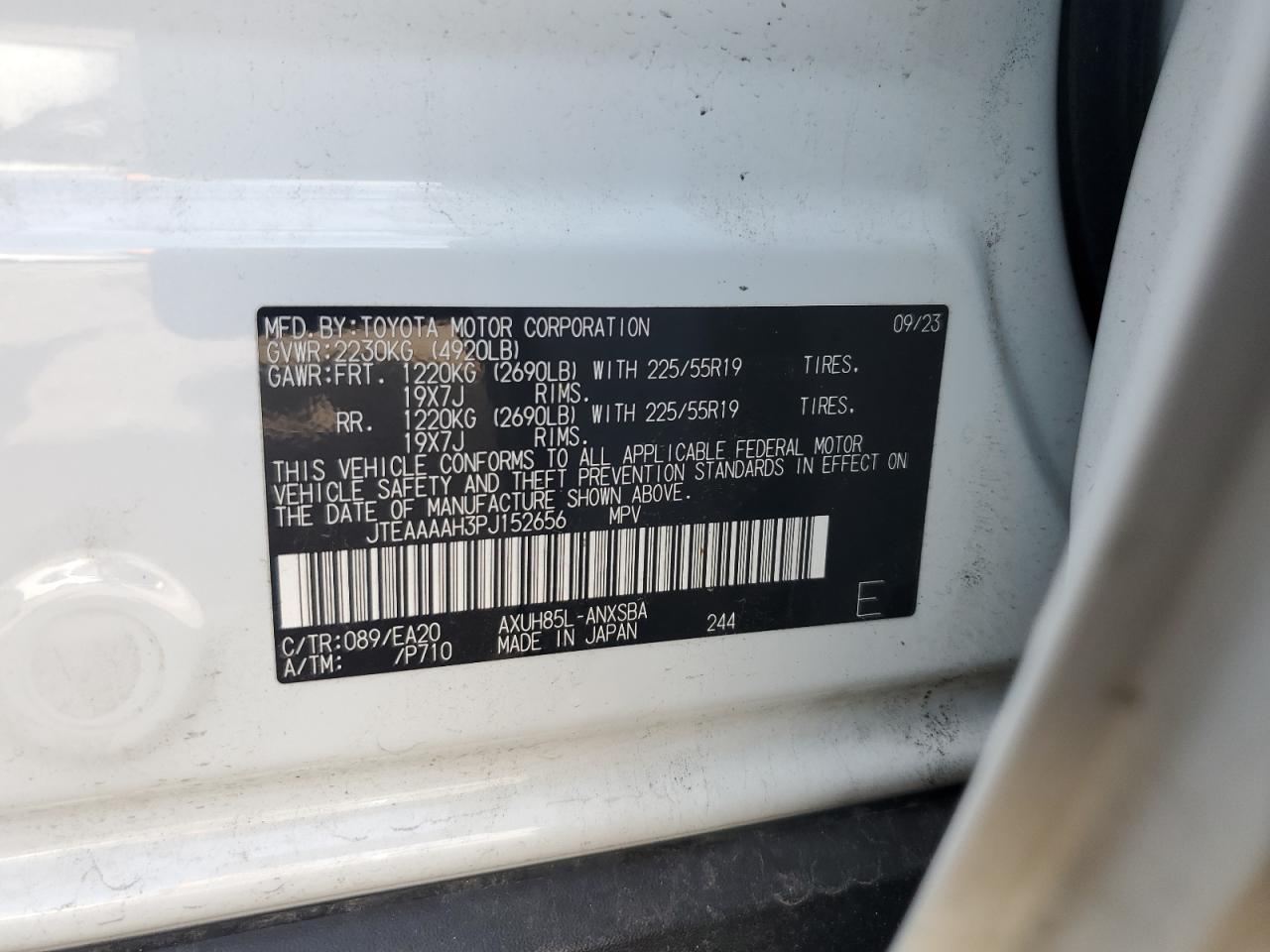 2023 Toyota Venza Le VIN: JTEAAAAH3PJ152656 Lot: 62722235