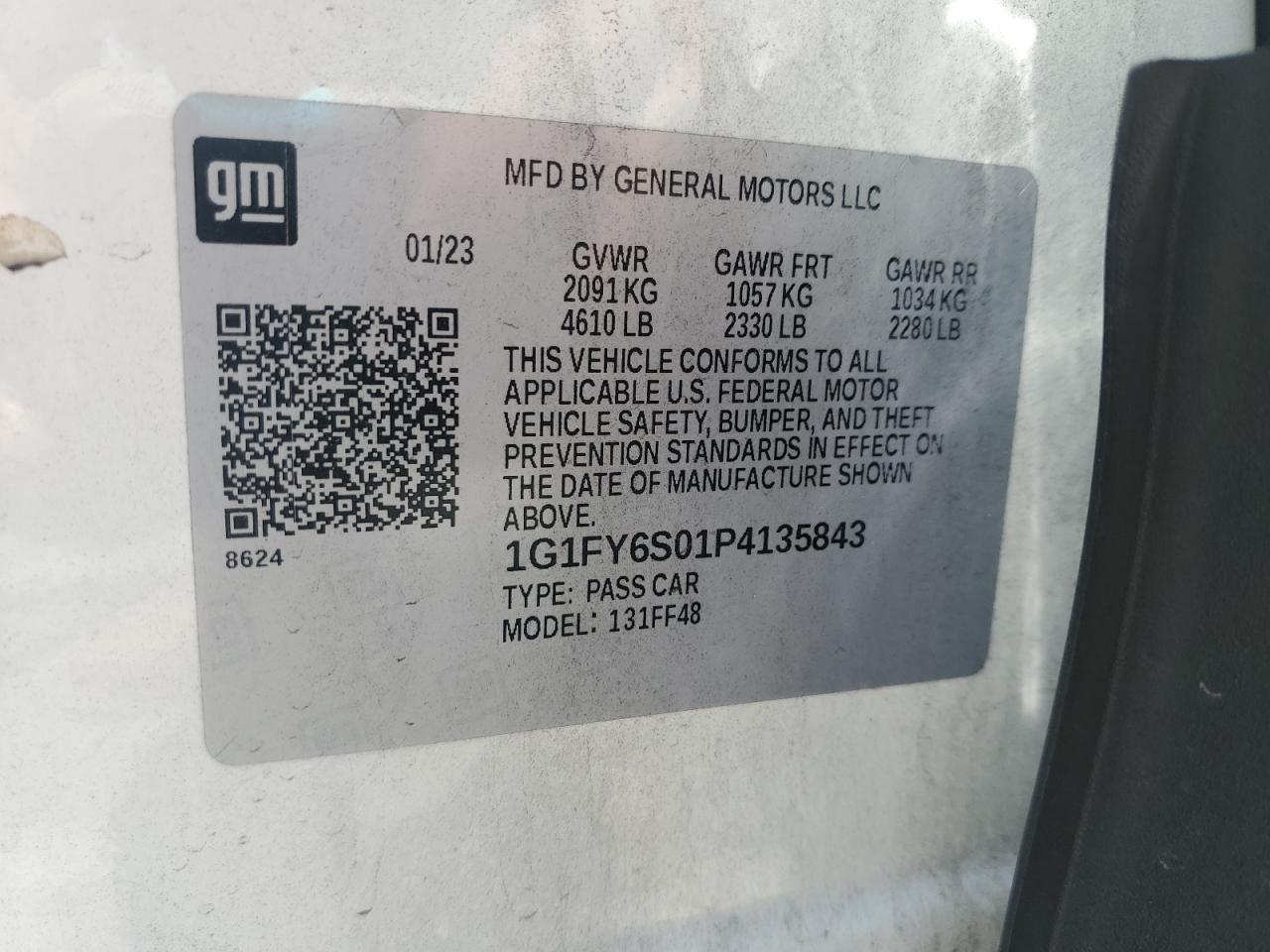 2023 Chevrolet Bolt Euv Lt VIN: 1G1FY6S01P4135843 Lot: 62026365