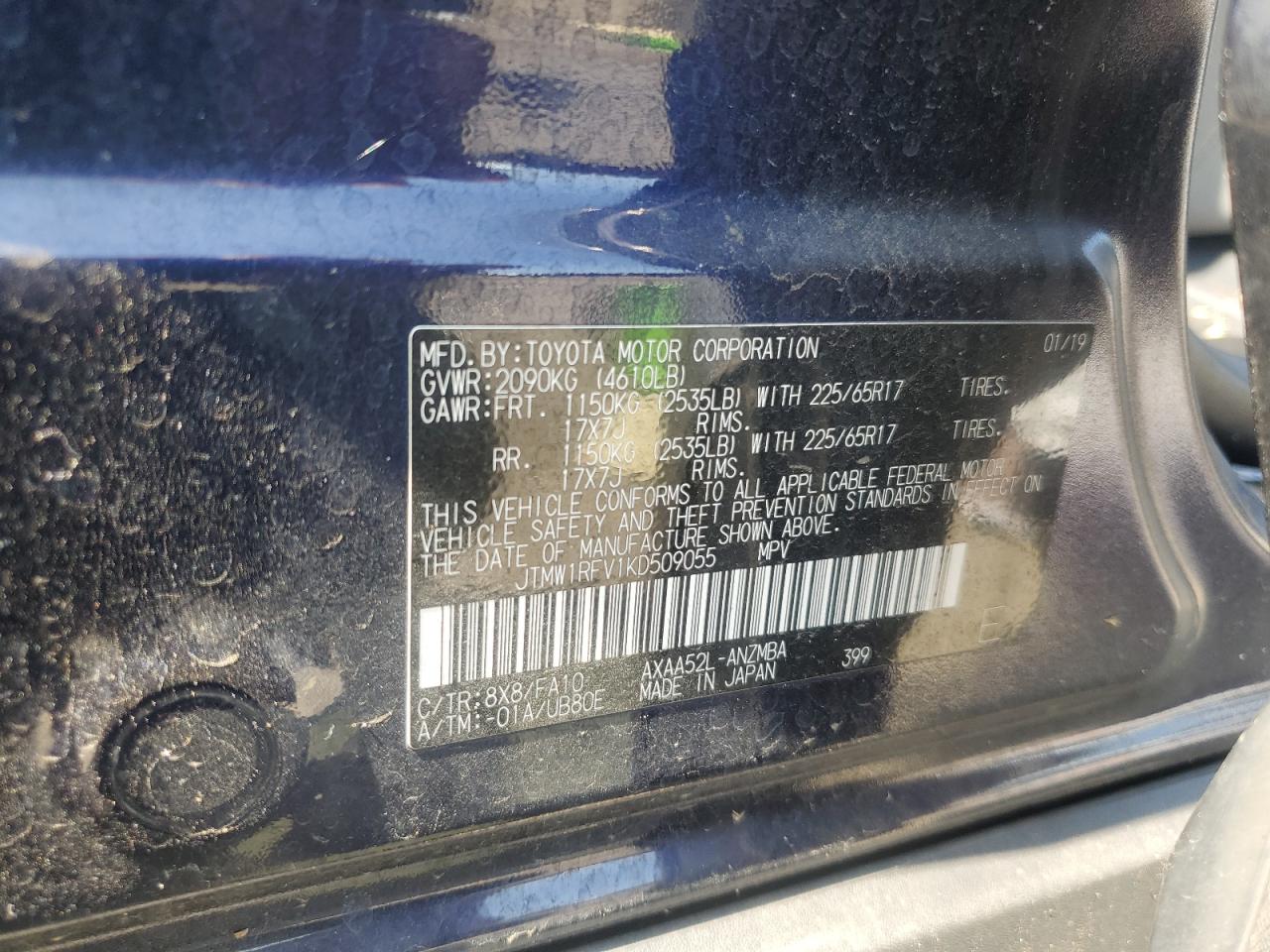TOYOTA RAV4 2019 VIN JTMW1RFV1KD509055 фото 14
