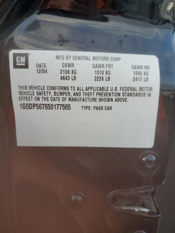 2005 Cadillac Cts Hi Feature V6 VIN: 1G6DP567850177565 Lot: 62111645
