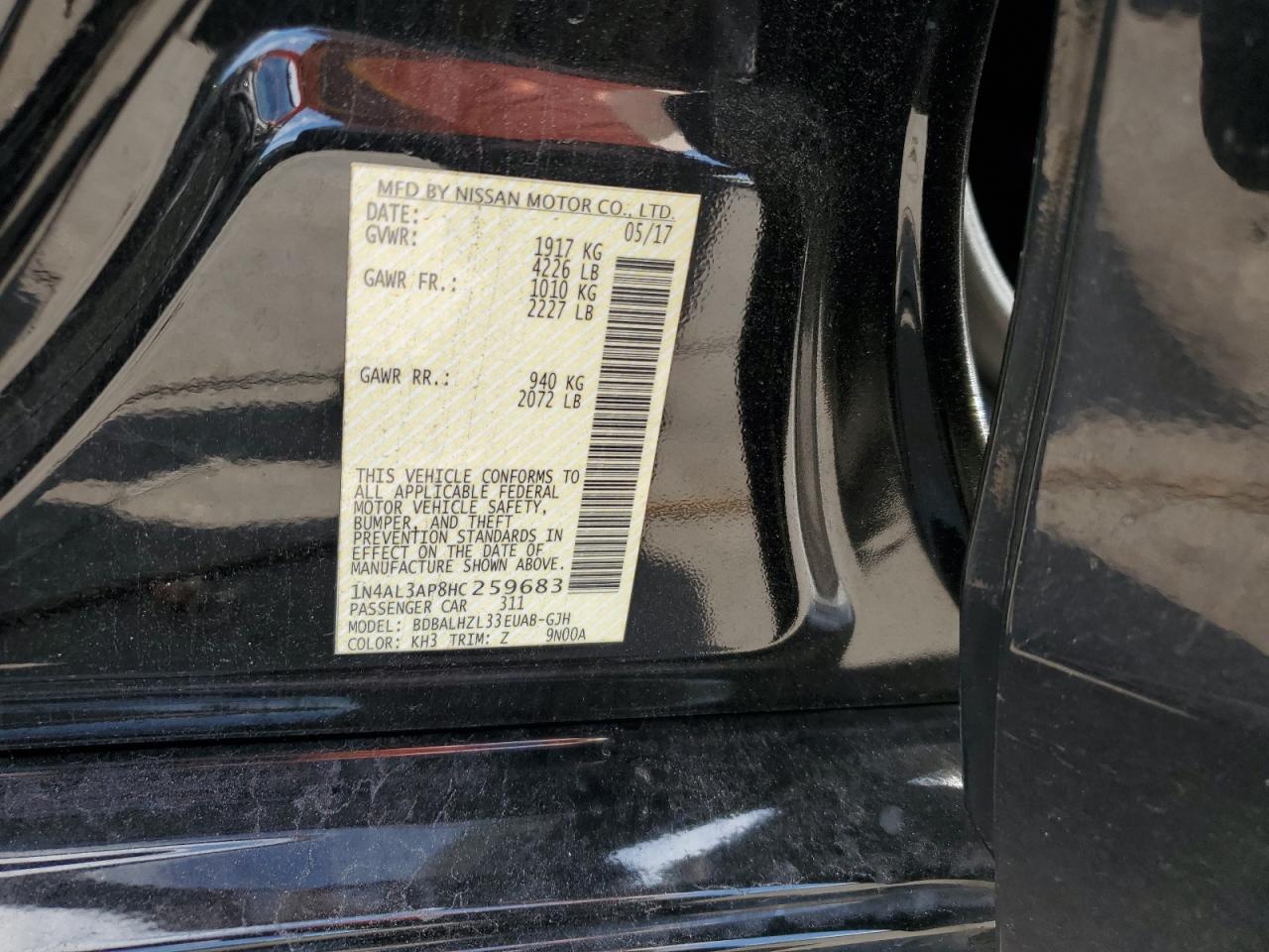 NISSAN ALTIMA 2017 VIN 1N4AL3AP8HC259683 фото 12