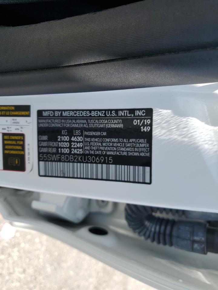 2019 Mercedes-Benz C 300 VIN: 55SWF8DB2KU306915 Lot: 62910735