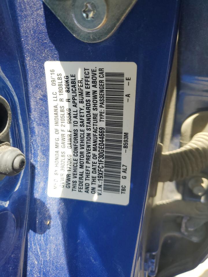 19XFC1F30GE044669 HONDA CIVIC 2016