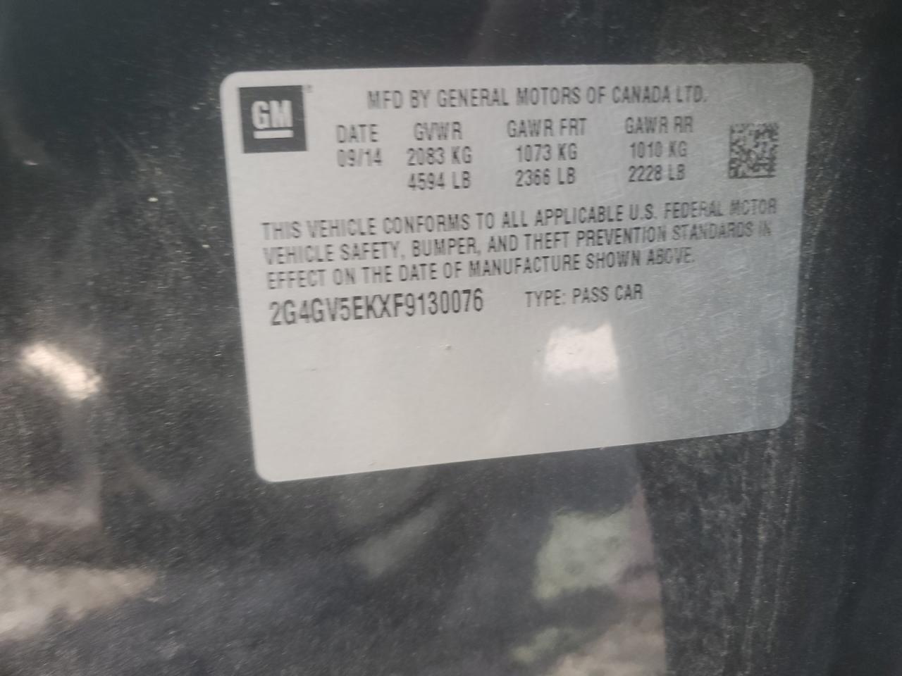 2015 Buick Regal VIN: 2G4GV5EKXF9130076 Lot: 61169325