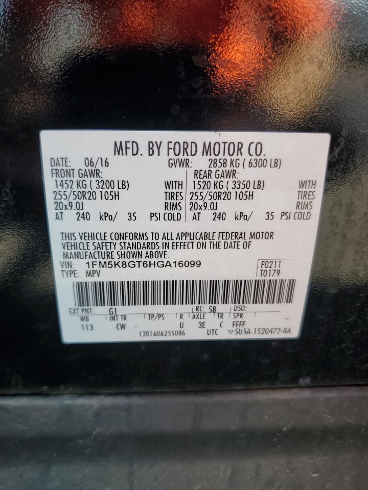 1FM5K8GT6HGA16099 FORD EXPLORER 2017