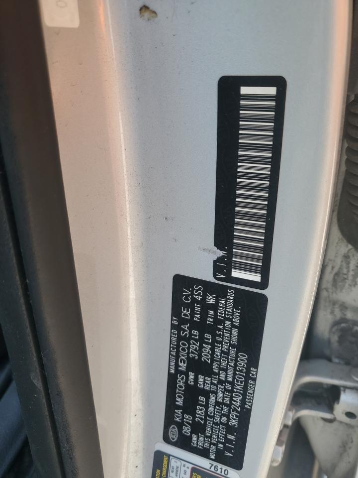 2019 Kia Forte Fe VIN: 3KPF24AD1KE013900 Lot: 60876345