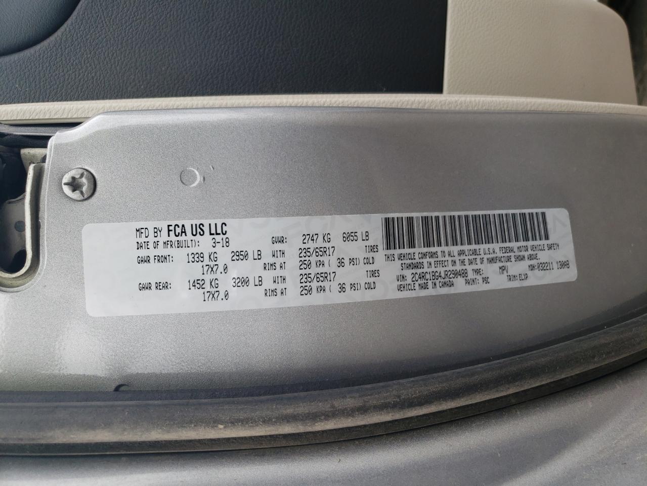 2018 Chrysler Pacifica Touring L VIN: 2C4RC1BG4JR290488 Lot: 60935185