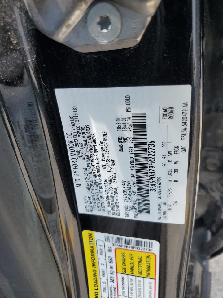 2015 Ford Fusion Se VIN: 3FA6P0H79FR222736 Lot: 62744815