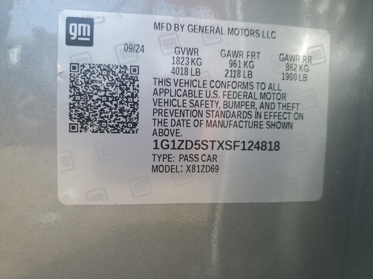 1G1ZD5STXSF124818 CHEVROLET MALIBU 2025