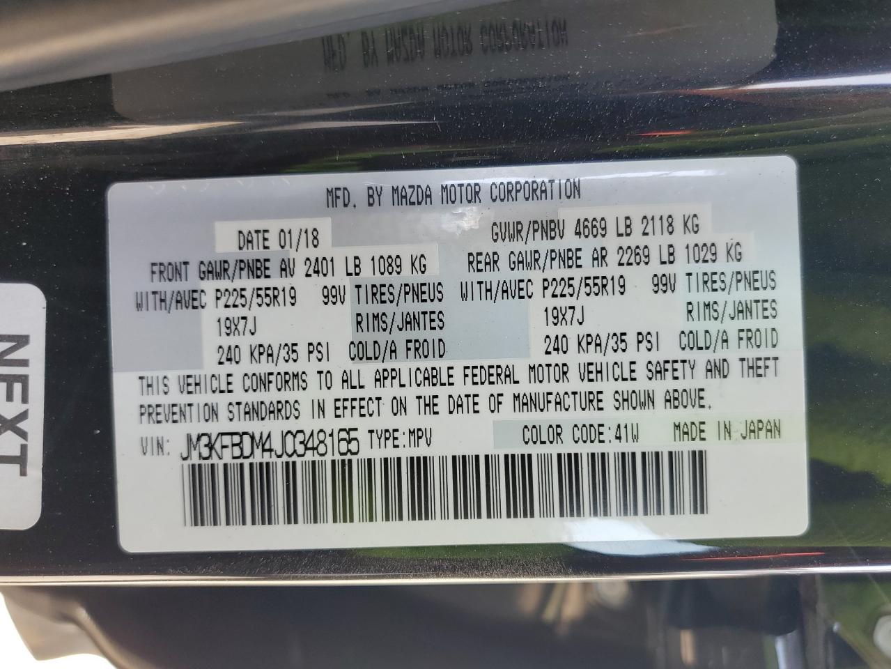 2018 Mazda Cx-5 Grand Touring VIN: JM3KFBDM4J0348165 Lot: 62733665