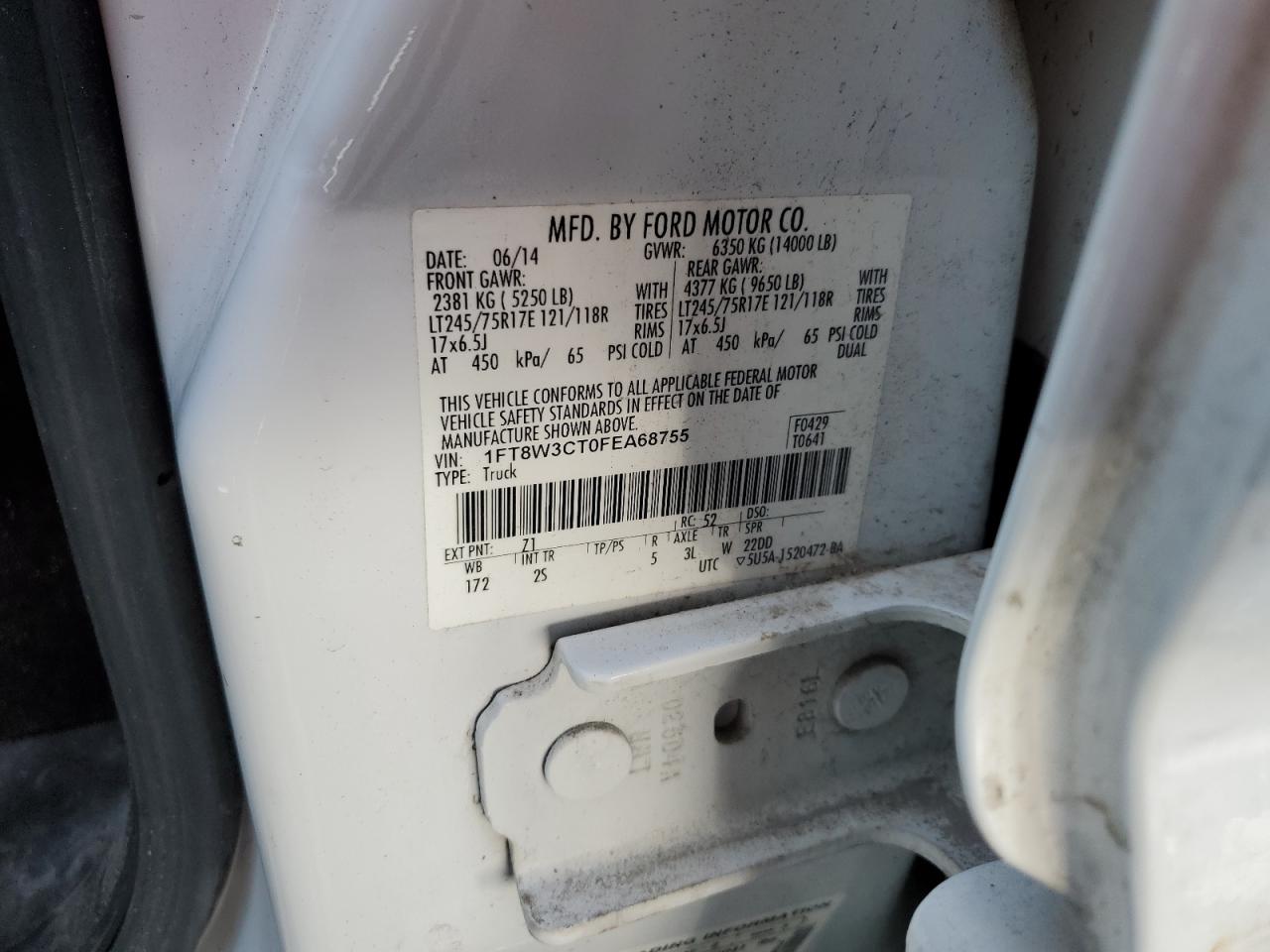 FORD F350 2015 VIN 1FT8W3CT0FEA68755 фото 12