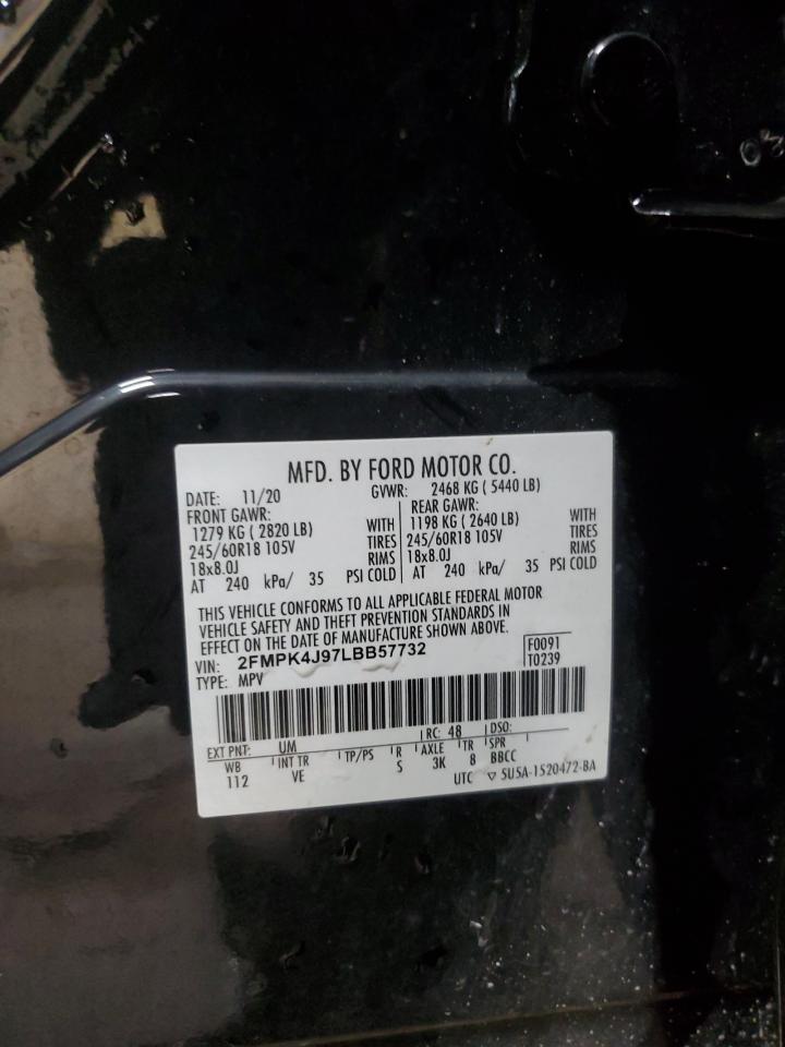 2020 Ford Edge Sel VIN: 2FMPK4J97LBB57732 Lot: 60775955