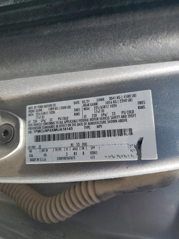 2021 Ford Escape S VIN: 1FMCU9F6XMUA18145 Lot: 61046995