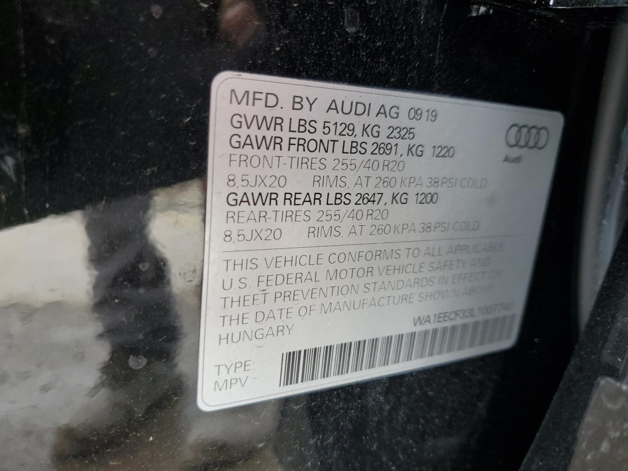 2020 Audi Q3 Premium Plus S-Line VIN: WA1EECF33L1007740 Lot: 59664365