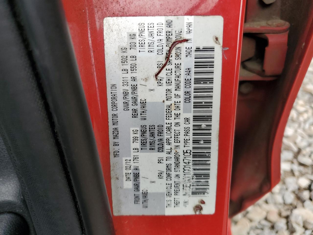2012 Mazda Mazda2 VIN: JM1DE1KY1C0147105 Lot: 61222955