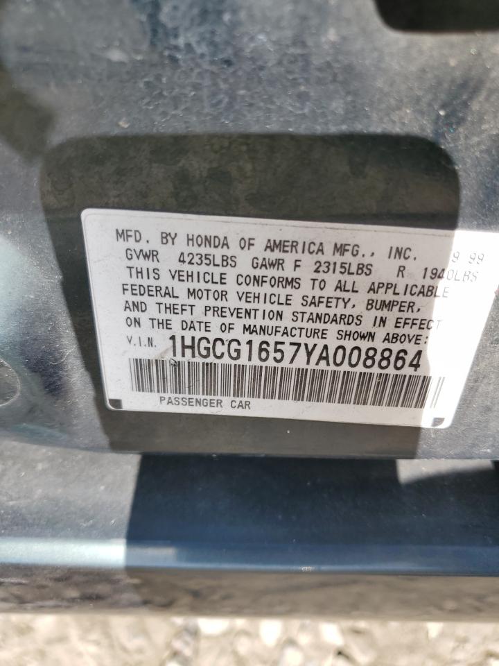 2000 Honda Accord Ex VIN: 1HGCG1657YA008864 Lot: 60712495