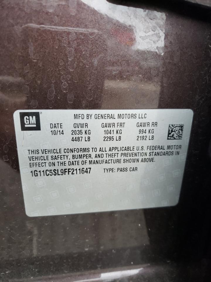 2015 Chevrolet Malibu 1Lt VIN: 1G11C5SL9FF211647 Lot: 60590525
