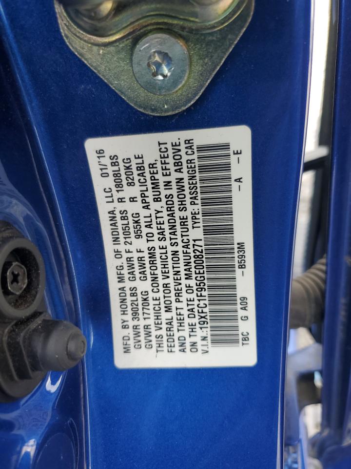 19XFC1F95GE008271 HONDA CIVIC 2016