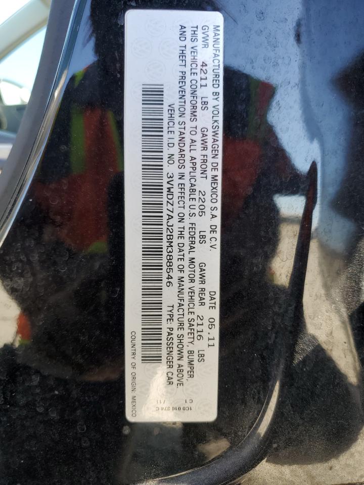 2011 Volkswagen Jetta Se VIN: 3VWDZ7AJ2BM388546 Lot: 61254675