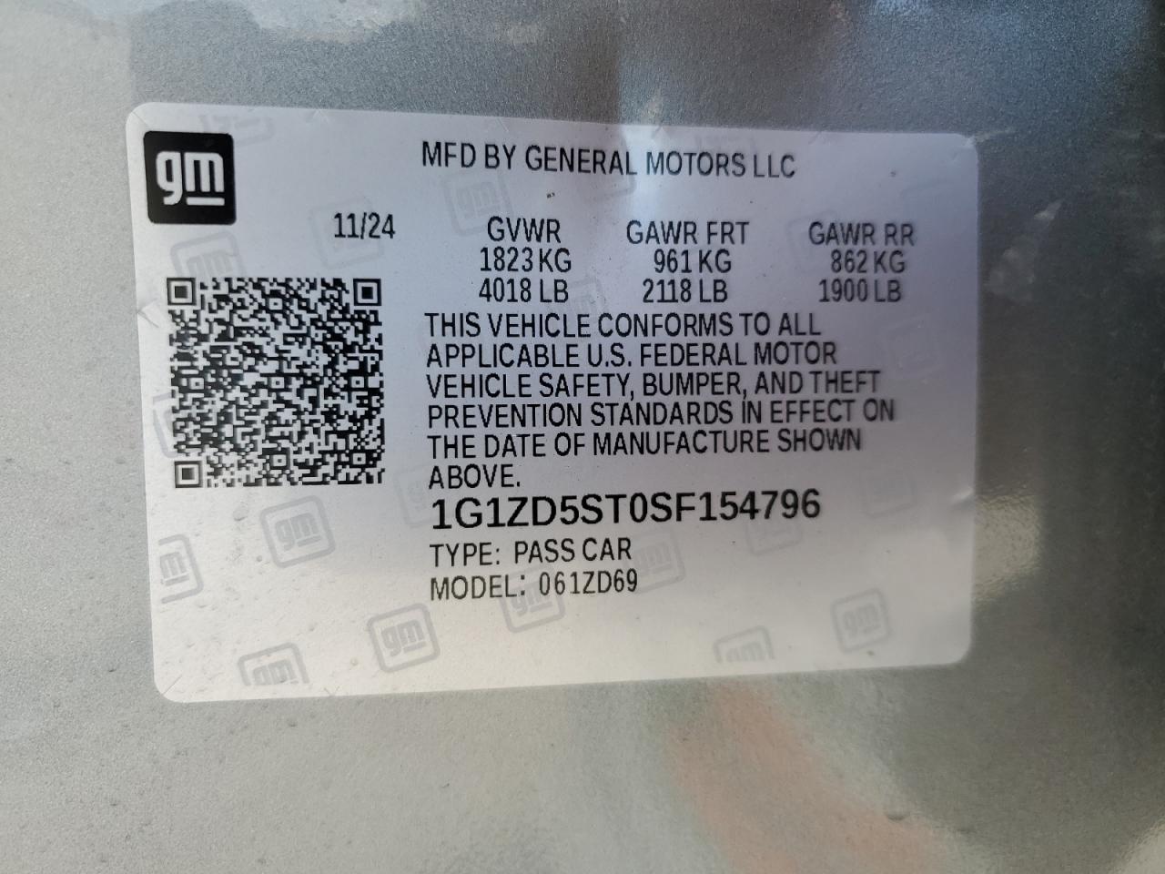1G1ZD5ST0SF154796 CHEVROLET MALIBU 2025
