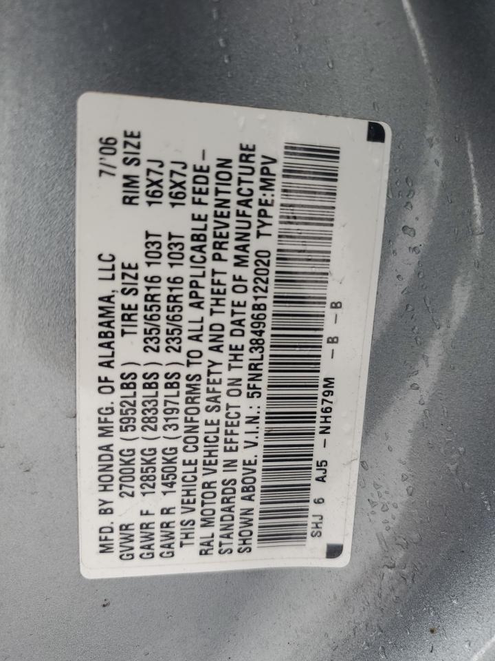 2006 Honda Odyssey Ex VIN: 5FNRL38496B122020 Lot: 62589795