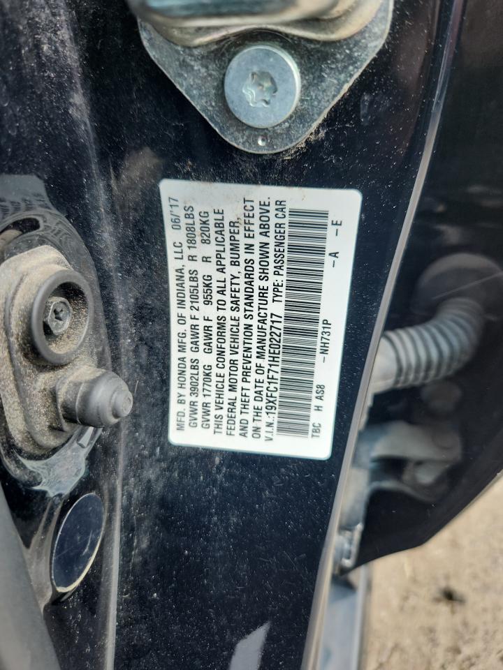 2017 Honda Civic Exl VIN: 19XFC1F71HE022717 Lot: 61968935